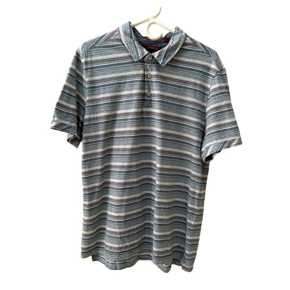 Jeremiah Blue Gray Red Striped Polo Shirt Size Large - Picture 1 of 5